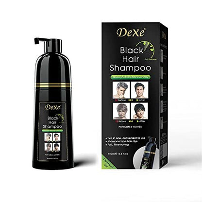 Dexe Hair Dye Shampoo - 14.1 Fl Oz | Black Hair Color Shampoo for Gray Coverage, Men & Women Avelisse