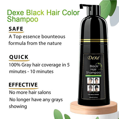 Dexe Hair Dye Shampoo - 14.1 Fl Oz | Black Hair Color Shampoo for Gray Coverage, Men & Women Avelisse