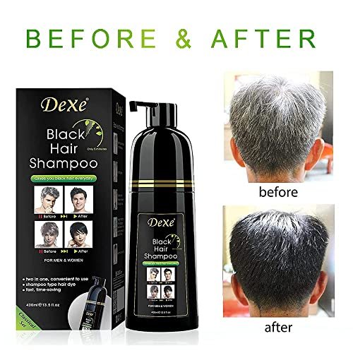 Dexe Hair Dye Shampoo - 14.1 Fl Oz | Black Hair Color Shampoo for Gray Coverage, Men & Women Avelisse