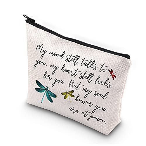 BDPWSS Dragonfly Travel Pouch – Memorial Gift – Sympathy – My Mind Still Talks To You – My Heart Still Looks For You – Cosmetic Makeup Bag (Dragonfly at Peace) - görsel 2