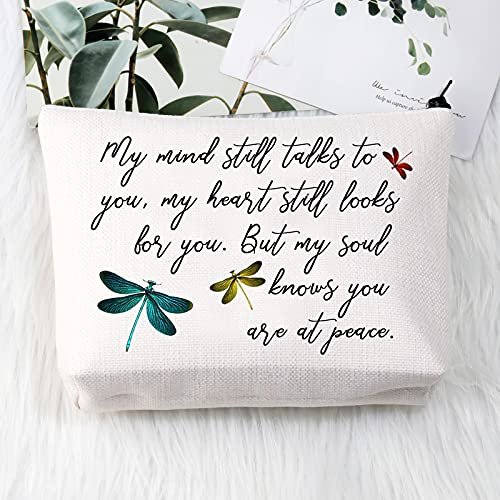 BDPWSS Dragonfly Travel Pouch – Memorial Gift – Sympathy – My Mind Still Talks To You – My Heart Still Looks For You – Cosmetic Makeup Bag (Dragonfly at Peace) - görsel 14