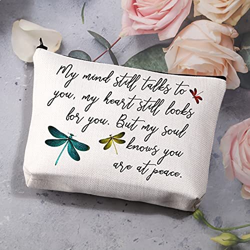 BDPWSS Dragonfly Travel Pouch – Memorial Gift – Sympathy – My Mind Still Talks To You – My Heart Still Looks For You – Cosmetic Makeup Bag (Dragonfly at Peace) - görsel 6