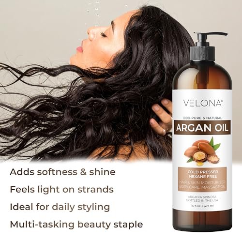 velona 100% Pure Argan Oil - 64 Fl Oz | Cold Pressed, Unrefined Morocco Oil for Hair, Skin, Face & Nails Avelisse