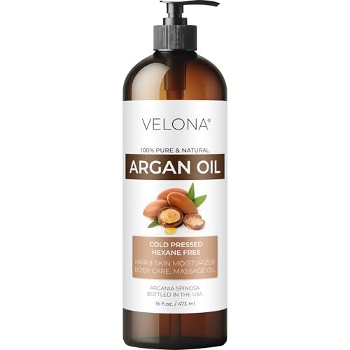 velona 100% Pure Argan Oil - 16 Fl Oz | Cold Pressed, Unrefined for Skin, Hair, Nails & Face Avelisse