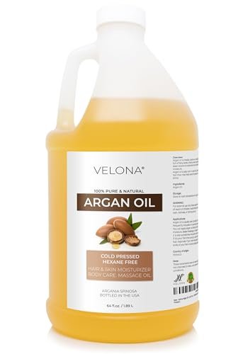 velona 100% Pure Argan Oil - 64 Fl Oz | Cold Pressed, Unrefined Morocco Oil for Hair, Skin, Face & Nails Avelisse