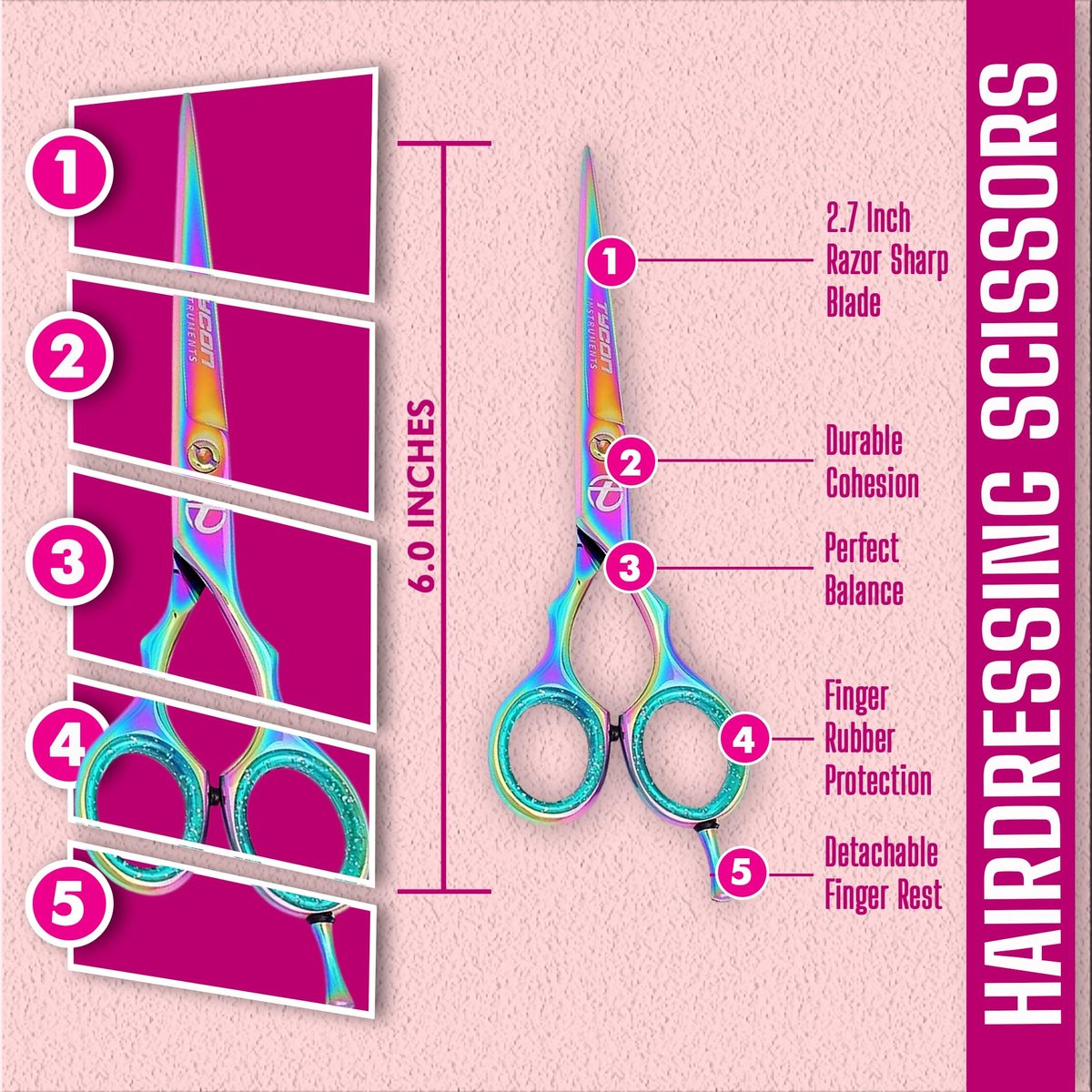 Tycon Hair Cutting Scissors Professional 6.5" – Japanese Stainless Steel, Razor Edge Blade, Ergonomic Design for Salon & Personal Use - görsel 4