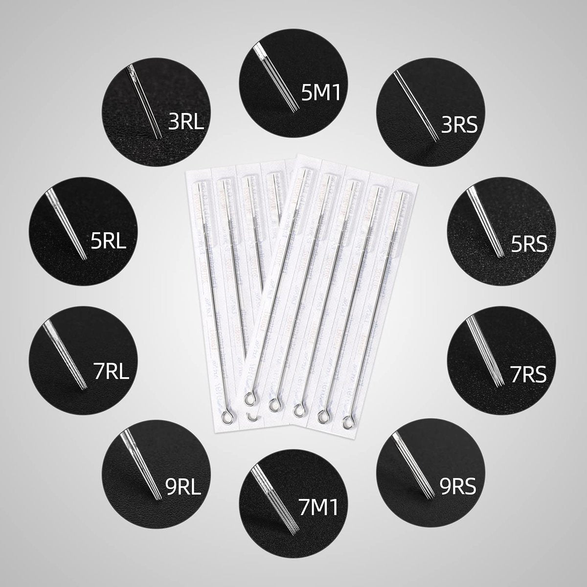 JimKing 100-Piece Disposable Tattoo Needles & Tips Set – Mixed Assorted Sterilized Needles for Professional & Beginner Tattoo Artists - görsel 3