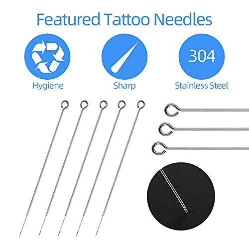 JimKing 100-Piece Disposable Tattoo Needles & Tips Set – Mixed Assorted Sterilized Needles for Professional & Beginner Tattoo Artists - görsel 6