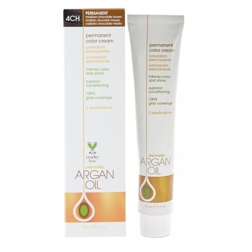 One N' Only Permanent Hair Color - 4CH Medium Chocolate Brown - Argan Oil Infused Hair Dye for Rich, Gray Coverage (3 oz) - görsel 1