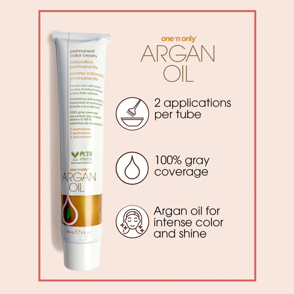 One N' Only Permanent Hair Color - 4CH Medium Chocolate Brown - Argan Oil Infused Hair Dye for Rich, Gray Coverage (3 oz) - görsel 6