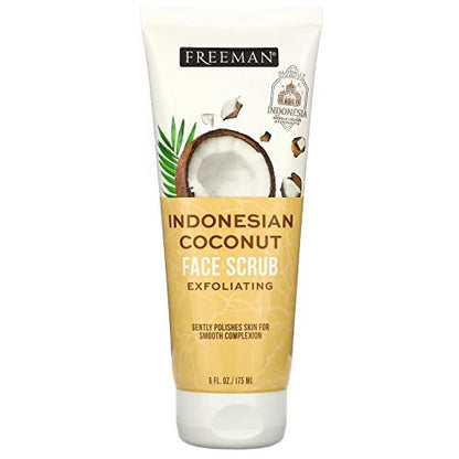 Freeman Indonesian Coconut Face Mask and Scrub, 6 oz - Exfoliating and Hydrating Skin Care