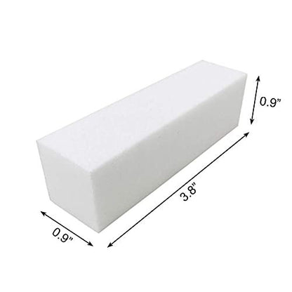 BlingKingdom 10-Pack White Nail Buffer Blocks - 4-Way Professional Nail Files for Gel, Natural & Acrylic Nails