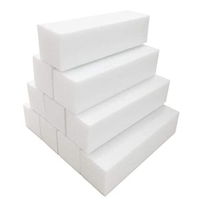 BlingKingdom 10-Pack White Nail Buffer Blocks - 4-Way Professional Nail Files for Gel, Natural & Acrylic Nails
