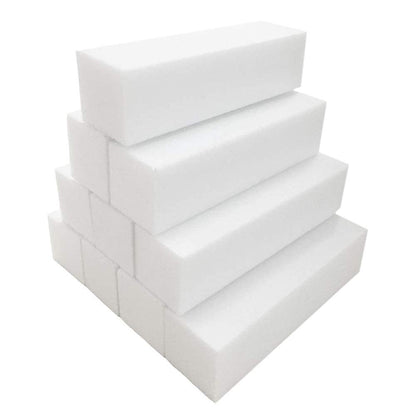 BlingKingdom 10-Pack White Nail Buffer Blocks - 4-Way Professional Nail Files for Gel, Natural & Acrylic Nails