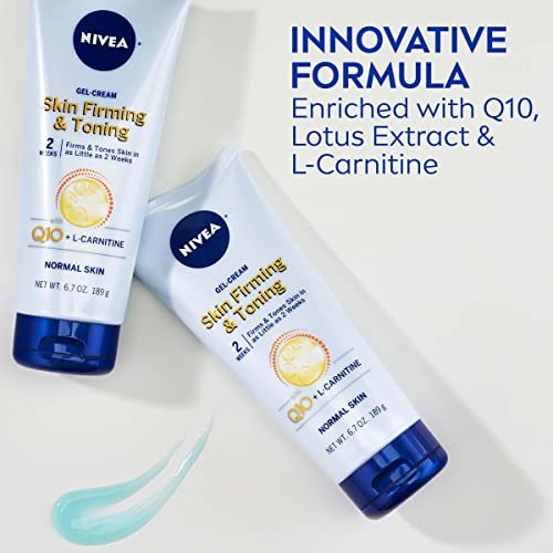 NIVEA Nourishing Hydration Skin Firming Body Lotion 16.9 Fl Oz + Skin Firming & Toning Body Gel Cream with Hyaluronic Acid 6.7 Oz, Enriched with Q10 and Vitamin C Avelisse