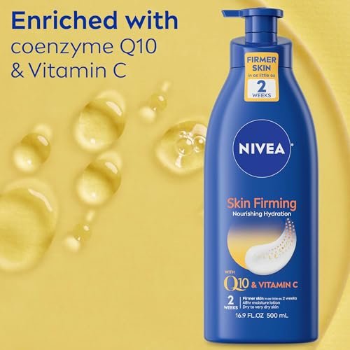 NIVEA Nourishing Hydration Skin Firming Body Lotion 16.9 Fl Oz + Skin Firming & Toning Body Gel Cream with Hyaluronic Acid 6.7 Oz, Enriched with Q10 and Vitamin C Avelisse