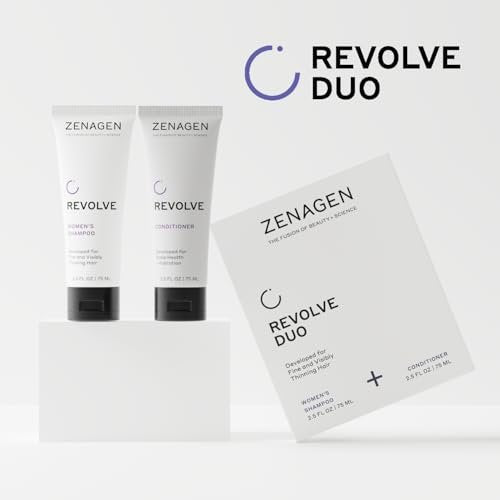 ZENAGEN Revolve Women's Travel Kit - Shampoo & Conditioner for Fine, Thin Hair - Promotes Thicker, Fuller Hair - Plant-Based, Color-Safe, Vegan - 5 Fl Oz Each Avelisse
