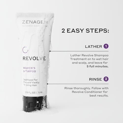 ZENAGEN Revolve Women's Travel Kit - Shampoo & Conditioner for Fine, Thin Hair - Promotes Thicker, Fuller Hair - Plant-Based, Color-Safe, Vegan - 5 Fl Oz Each Avelisse