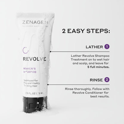 ZENAGEN Revolve Women's Travel Kit - Shampoo & Conditioner for Fine, Thin Hair - Promotes Thicker, Fuller Hair - Plant-Based, Color-Safe, Vegan - 5 Fl Oz Each Avelisse