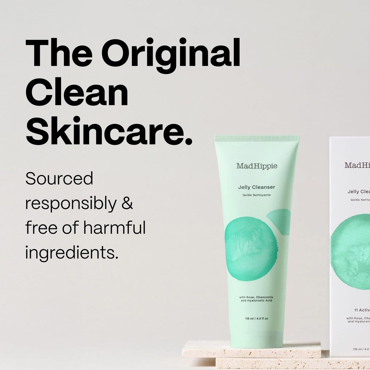 Mad Hippie Gel Cleanser - Jelly to Milky Hydrating Face Wash with Rose, Chamomile, and Hyaluronic Acid, 4 FL OZ Avelisse