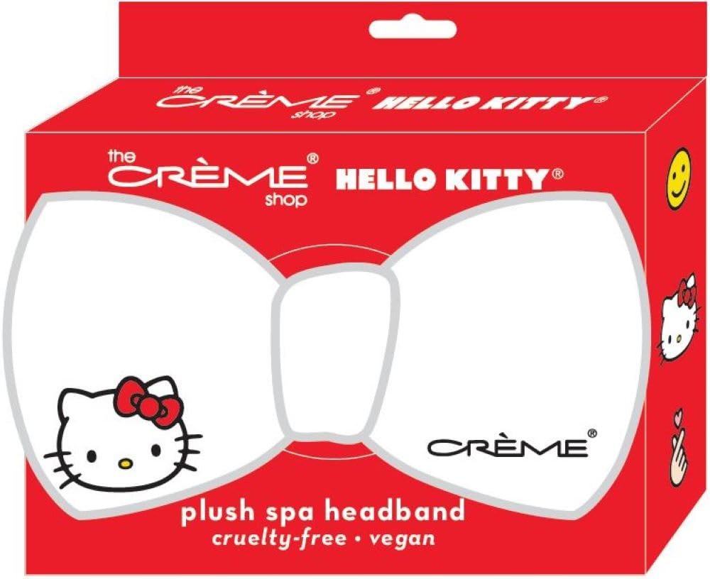 The Creme Shop x Hello Kitty Classic White Teddy Headband – Soft Fluffy Spa Headband for Skincare & Face Washing Avelisse