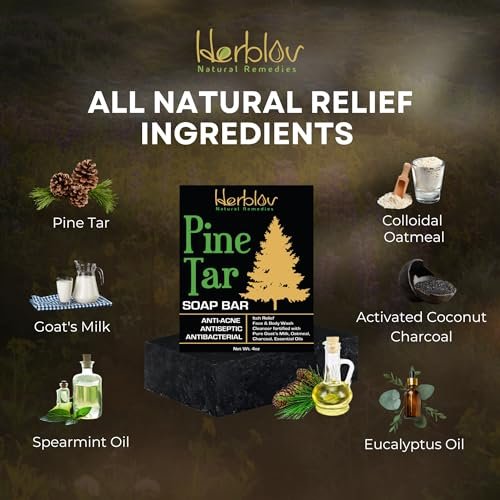 All Natural Pine Tar Soap Bar 4oz – Cleansing Anti Acne Eczema Psoriasis Itch Relief Pine Tar Face & Body Wash Cleanser – Pure Goat’s Milk Soap with Oatmeal, Charcoal, Essential Oils Made in USA - görsel 12