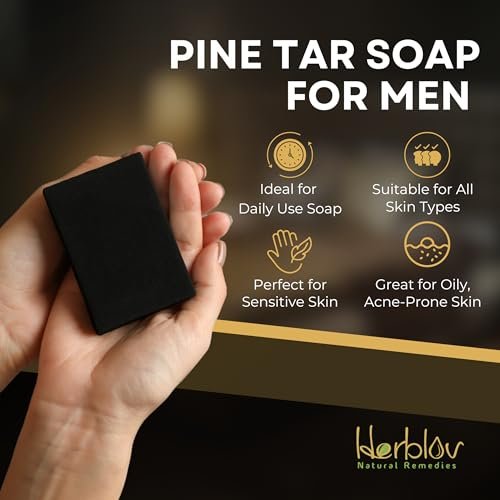 All Natural Pine Tar Soap Bar 4oz – Cleansing Anti Acne Eczema Psoriasis Itch Relief Pine Tar Face & Body Wash Cleanser – Pure Goat’s Milk Soap with Oatmeal, Charcoal, Essential Oils Made in USA - görsel 6