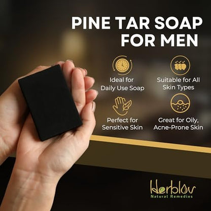 All Natural Pine Tar Soap Bar 4oz – Cleansing Anti Acne Eczema Psoriasis Itch Relief Pine Tar Face & Body Wash Cleanser – Pure Goat’s Milk Soap with Oatmeal, Charcoal, Essential Oils Made in USA