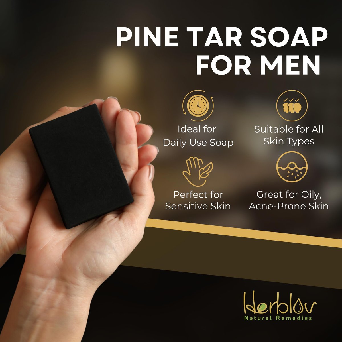 All Natural Pine Tar Soap Bar 4oz – Cleansing Anti Acne Eczema Psoriasis Itch Relief Pine Tar Face & Body Wash Cleanser – Pure Goat’s Milk Soap with Oatmeal, Charcoal, Essential Oils Made in USA - görsel 5