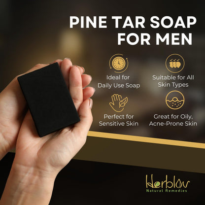 All Natural Pine Tar Soap Bar 4oz – Cleansing Anti Acne Eczema Psoriasis Itch Relief Pine Tar Face & Body Wash Cleanser – Pure Goat’s Milk Soap with Oatmeal, Charcoal, Essential Oils Made in USA