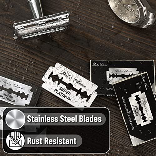 Bates Double Edge Safety Razor Blades for Men - Stainless Steel, 40 Pack, Premium Shaving Blades - görsel 10