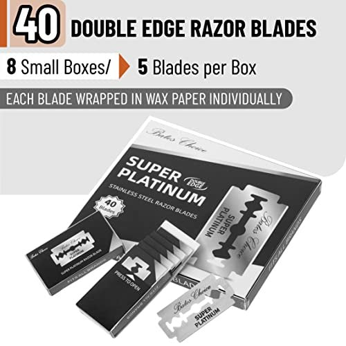 Bates Double Edge Safety Razor Blades for Men - Stainless Steel, 40 Pack, Premium Shaving Blades - görsel 4