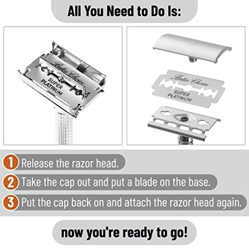 Bates Double Edge Safety Razor Blades for Men - Stainless Steel, 40 Pack, Premium Shaving Blades - görsel 12
