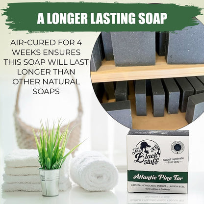 The Black Stuff Pine Tar Soap – Premium Mens Bar Soap with Organic Ingredients & Essential Oils, Handmade Cold Process Body Soap for Men, Moisturizing & Cleansing Natural Bath Soap