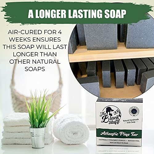 The Black Stuff Pine Tar Soap – Premium Mens Bar Soap with Organic Ingredients & Essential Oils, Handmade Cold Process Body Soap for Men, Moisturizing & Cleansing Natural Bath Soap - görsel 4