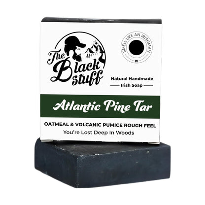 The Black Stuff Pine Tar Soap – Premium Mens Bar Soap with Organic Ingredients & Essential Oils, Handmade Cold Process Body Soap for Men, Moisturizing & Cleansing Natural Bath Soap