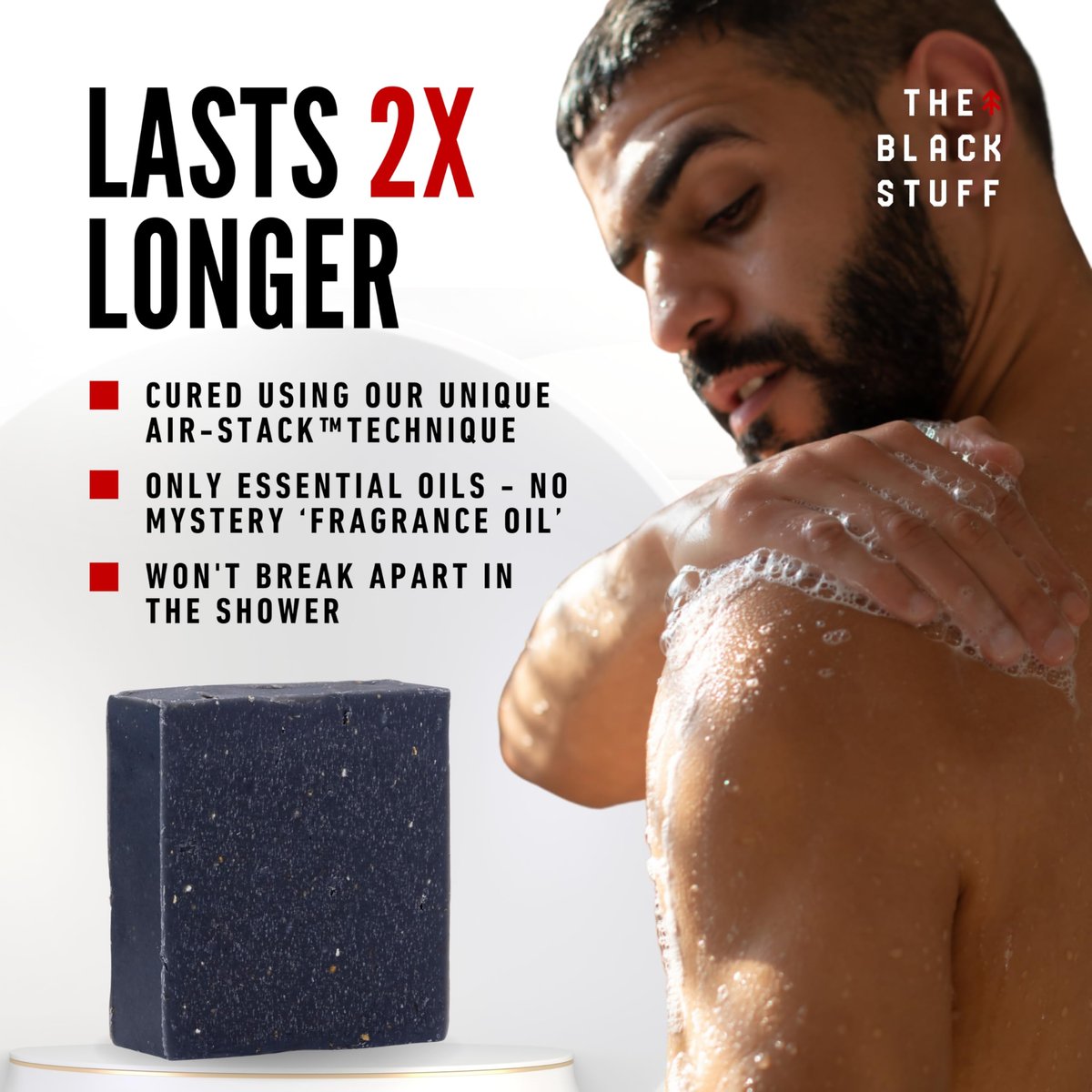 The Black Stuff Pine Tar Soap – Premium Mens Bar Soap with Organic Ingredients & Essential Oils, Handmade Cold Process Body Soap for Men, Moisturizing & Cleansing Natural Bath Soap - görsel 5