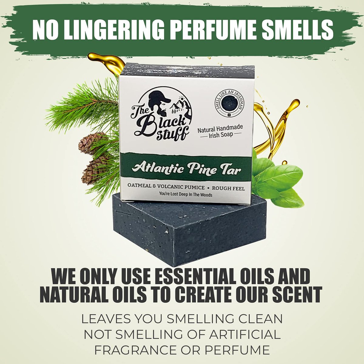 The Black Stuff Pine Tar Soap – Premium Mens Bar Soap with Organic Ingredients & Essential Oils, Handmade Cold Process Body Soap for Men, Moisturizing & Cleansing Natural Bath Soap - görsel 13