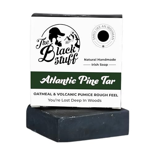 The Black Stuff Pine Tar Soap – Premium Mens Bar Soap with Organic Ingredients & Essential Oils, Handmade Cold Process Body Soap for Men, Moisturizing & Cleansing Natural Bath Soap - görsel 2