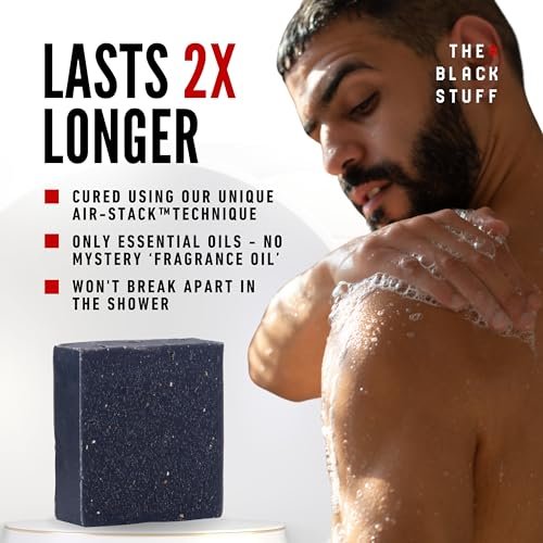 The Black Stuff Pine Tar Soap – Premium Mens Bar Soap with Organic Ingredients & Essential Oils, Handmade Cold Process Body Soap for Men, Moisturizing & Cleansing Natural Bath Soap - görsel 6