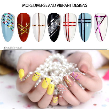 60 Colors Nail Striping Tape Lines with 2 Dispensers & Free Roller - MYUBWTF Nail Art Decoration Stickers DIY Nail Tips