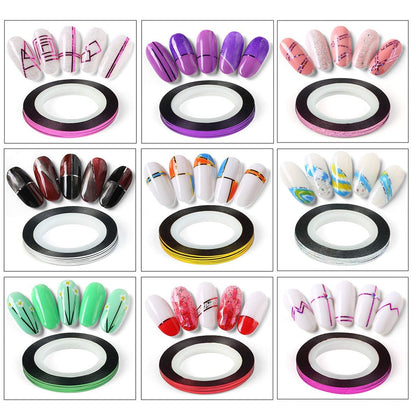 60 Colors Nail Striping Tape Lines with 2 Dispensers & Free Roller - MYUBWTF Nail Art Decoration Stickers DIY Nail Tips