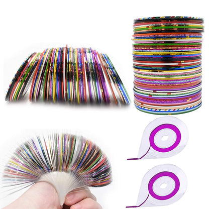 60 Colors Nail Striping Tape Lines with 2 Dispensers & Free Roller - MYUBWTF Nail Art Decoration Stickers DIY Nail Tips