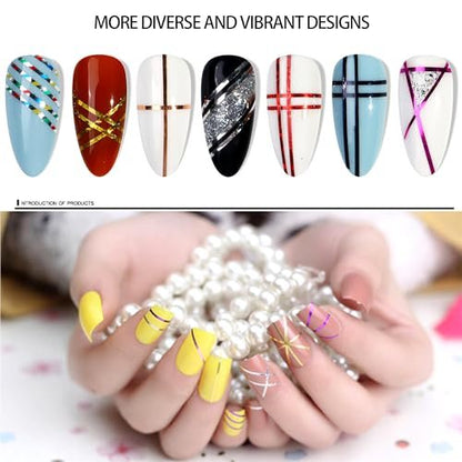60 Colors Nail Striping Tape Lines with 2 Dispensers & Free Roller - MYUBWTF Nail Art Decoration Stickers DIY Nail Tips