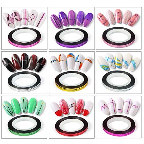 60 Colors Nail Striping Tape Lines with 2 Dispensers & Free Roller - MYUBWTF Nail Art Decoration Stickers DIY Nail Tips - görsel 6