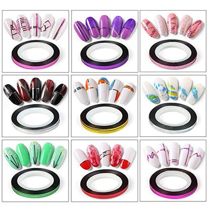60 Colors Nail Striping Tape Lines with 2 Dispensers & Free Roller - MYUBWTF Nail Art Decoration Stickers DIY Nail Tips