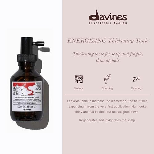 Davines Naturaltech Energizing Thickening Tonic - Stimulating & Fortifying Treatment for Thinning Hair & Hair Loss with Caffeine Phytoceuticals, Instantly Thickens Hair Fiber, Travel Size 3.38 Fl Oz Avelisse