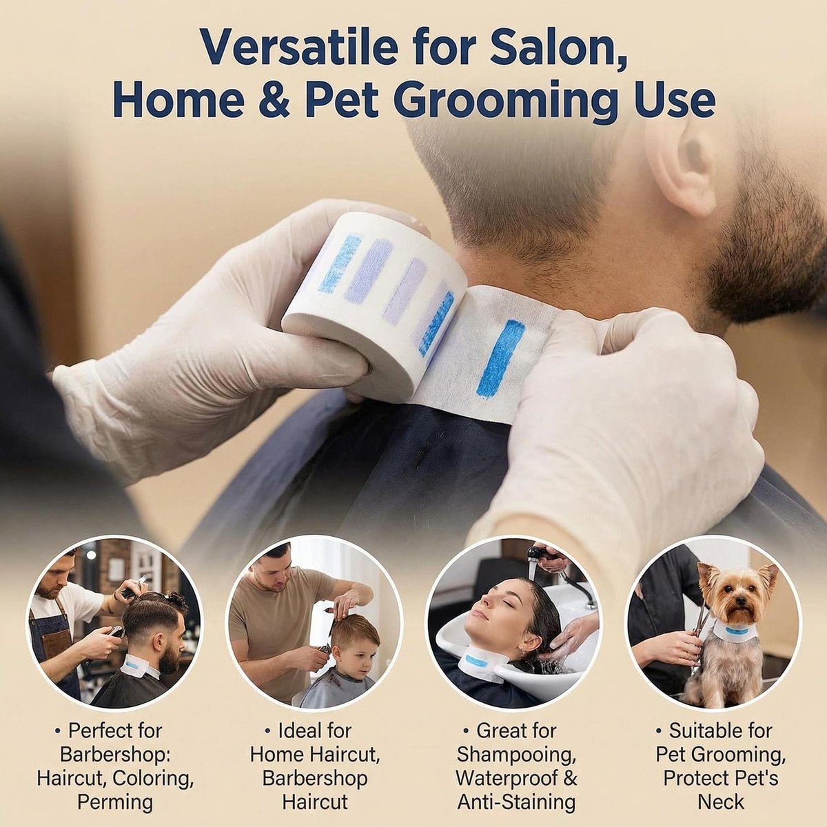 Disposable Barber Neck Strips - 2 Rolls Stretchy Neck Band Paper for Hair Salons & Home Use - görsel 9