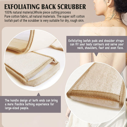 Natural Loofah Sponge Back Exfoliating Scrubber Combo Set – Deep Cleansing Skin & Facial Loofah Pad (3 Piece Set, Brown) Avelisse