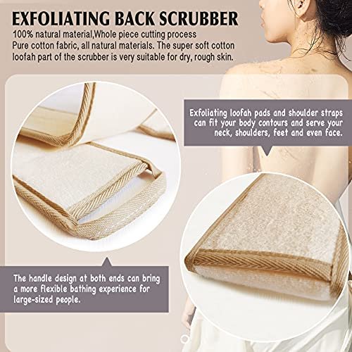 Natural Loofah Sponge Back Exfoliating Scrubber Combo Set – Deep Cleansing Skin & Facial Loofah Pad (3 Piece Set, Brown) Avelisse